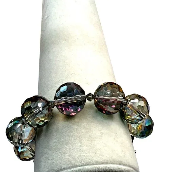 Vintage Aurora Borealis Crystal Beaded Bracelet. B51 - Picture 3 of 10